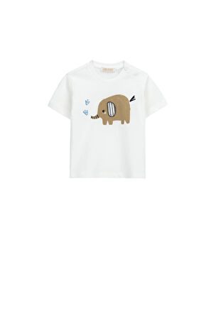 Orginal Marines Erkek Bebek Fil Basklı Tshirt 1-3 Yaş Ekru