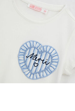 Orginal Marines Kız Çocuk Baskılı Tshirt 3-8 Yaş Ekru