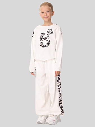 Jena Kız Çocuk Leopar Takım 7-14 Yaş Ekru