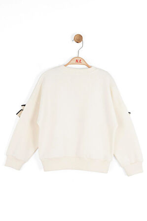 Nk Kız Çocuk Fiyonklu Sweatshirt 4-8 Yaş Krem