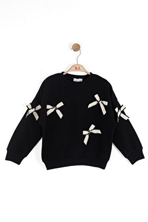 Nk Kız Çocuk Fiyonklu Sweatshirt 4-8 Yaş Siyah