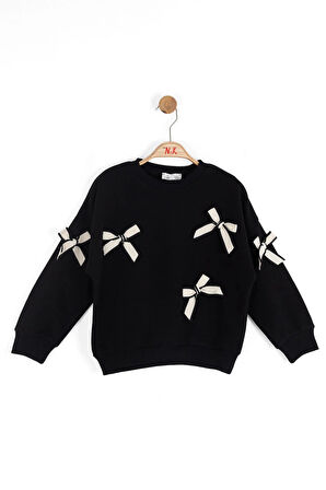 Nk Kız Çocuk Fiyonklu Sweatshirt 4-8 Yaş Siyah