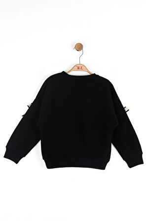 Nk Kız Çocuk Fiyonklu Sweatshirt 4-8 Yaş Siyah