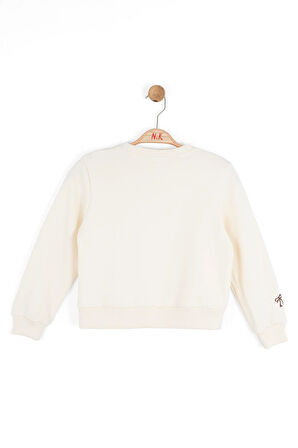 Nk Kız Çocuk Kurdela Detaylı Sweatshirt 4-8 Yaş Krem