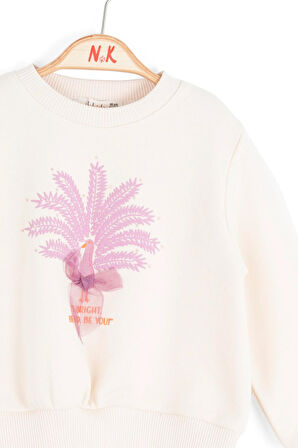 Nk Kız Bebek Peacock Sweatshirt 1-4 Yaş Krem