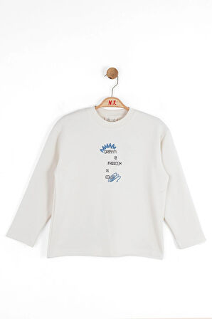 Nk Erkek Çocuk Graffiti Sweatshirt 4-8 Yaş Ekru