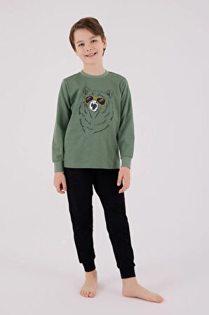 Rolypoly Erkek Çocuk Pijama Takım 9-15 Yaş Yeşil