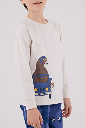 Rolypoly Erkek Çocuk Pijama Takım 2-8 Yaş Krem