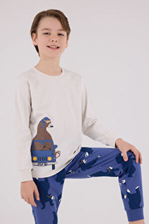 Rolypoly Erkek Çocuk Pijama Takım 2-8 Yaş Krem