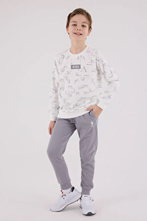 US Polo Assn Erkek Çocuk EşofmanTakım 4-8 Yaş Beyaz