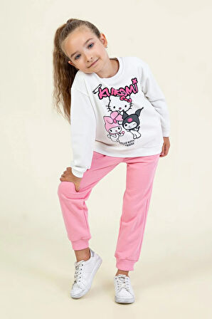 Dmb Kız Çocuk Kuromi Eşofman Takım 3-8 Yaş Ekru