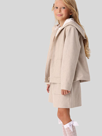 Jena Kız Çocuk Balık Sırtı Mont 7-14 Yaş Bej
