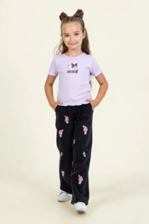 Dmb Kız Çocuk Kromi Nakışlı Denim Pantolon 4-9 Yaş Siyah