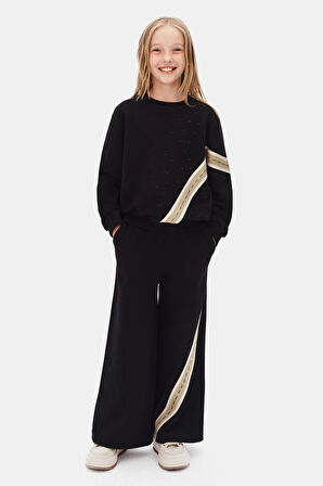 Nk Kız Çocuk Şerit Detaylı Takım Takım 8-14 Yaş Siyah