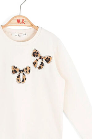 Nk Kız Bebek Taş Fiyonklu Badi 1-4 Yaş Krem