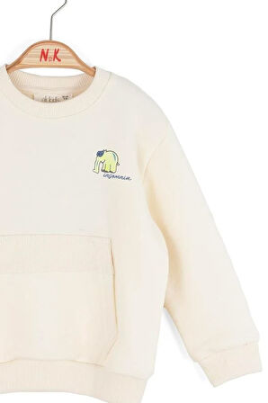 Nk Erkek Bebek Elephnat Sweatshirt 1-4 Yaş Krem