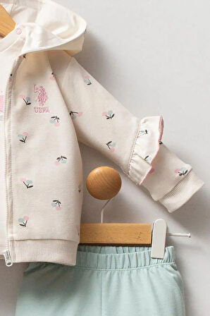 U.S Polo Kız Bebek 3'Lü takım 6-36 Ay Ekru