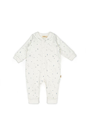 BabyCosy Erkek Bebek Fermuarlı Ayaksız Tulum  3-24 Ay Ekru
