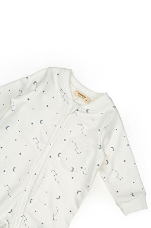 BabyCosy Erkek Bebek Fermuarlı Ayaksız Tulum  3-24 Ay Ekru