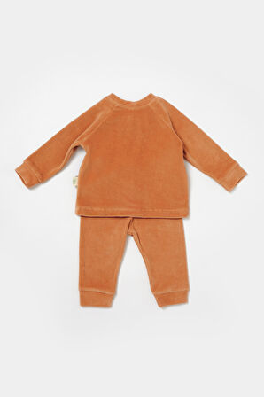 BabyCosy Bebek Kadife Takım  3-24 Ay Kiremit