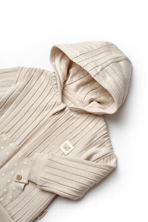 BabyCosy Erkek  Bebek Fermuarlı Sweatshirt  3-24 Ay TAŞ