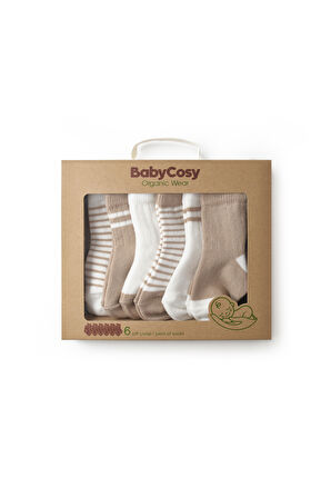 BaybCosy Erkek Bebek 6'lı Çorap 0-24 Ay Ekru