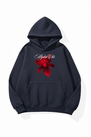 Unisex Yumuşak Dokulu Alpha Chi Baskılı Tasarım Oversize 3 İplik Hoodie Sweatshirt