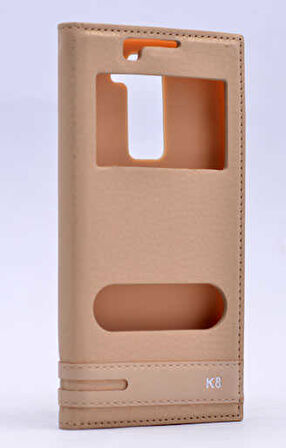 LG K8 Kılıf Elite Pencereli Kapaklı Suni Deri Kılıf