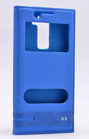 LG K8 Kılıf Elite Pencereli Kapaklı Suni Deri Kılıf