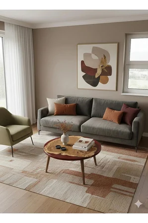 Ahşap & Epoksi Orta Sehpa | 80 cm | Kırmızı
