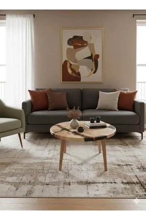  Ahşap & Epoksi Orta Sehpa | 80 cm | Kahverengi | Ceviz