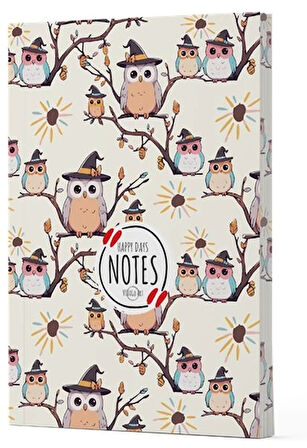 Baykuş 7 - Yan Boyamalı Çizgili Defter