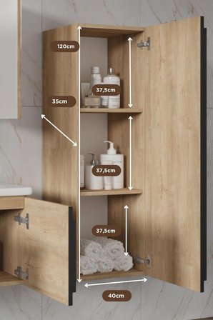 BALNEOM Zakkum 120 Cm %100 Mdf Banyo Boy Dolabı