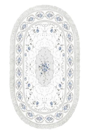 Dekoreko Inci Halı Dijital Saçaklı Oval 1908 Desen 1