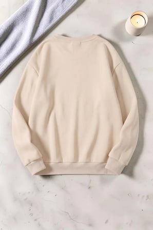 Unisex Surprıse Ayı Baskılı Bisiklet Yaka Sweatshirt