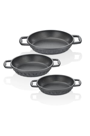 Taç Bella 3'lü Granit Döküm Sahan Seti 18 - 20 - 22 cm 