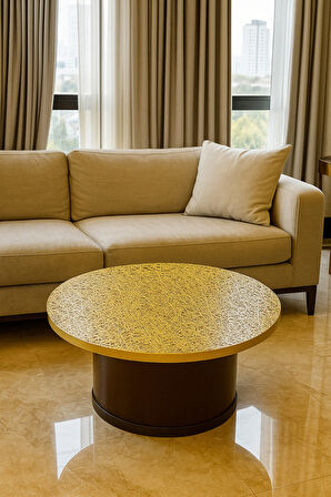 Çeyizlik Lüks Hasır PVC Yuvarlak Orta Salon Sehpa Örtüsü – Silinebilir, Dantel Desenli Masa Örtüsü