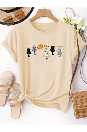 Unisex Yaramaz Kediler Baskılı Tasarım Tshirt