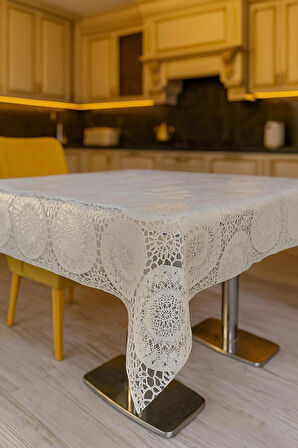 Pvc Şeffaf Hasır Masa Örtüsü Silinebilir Lüks Masa Örtüsü Su Geçirmez Muşamba Sofra Bezi