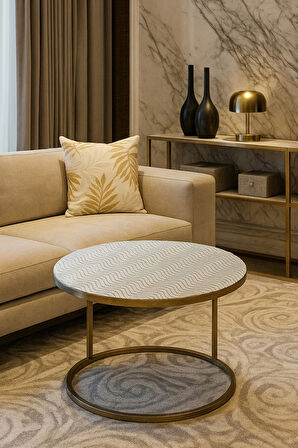 Yuvarlak Gümüş Orta Sehpa Masa Örtüsü – PVC, Dantelli, Paralel Çizgili, Şeffaf