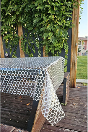 Hasır Lüx Pvc Silinebilir Krem Petek Desenli Muşamba Sofra Bezi Hediyelik Çeyizlik Örtü