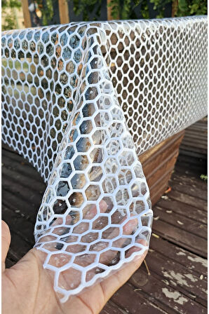 Hasır Lüx Pvc Silinebilir Krem Petek Desenli Muşamba Sofra Bezi Hediyelik Çeyizlik Örtü