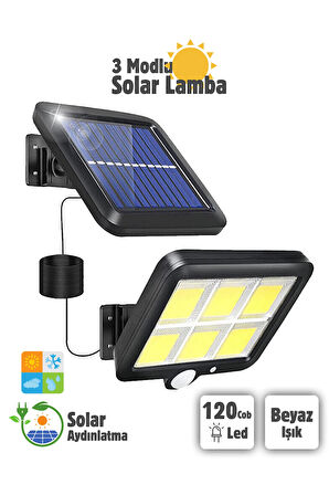 120 Ledli Sensörlü Güneş Enerjili 3 Mod 4,5 Metre Kablolu Solar Sokak Lambası