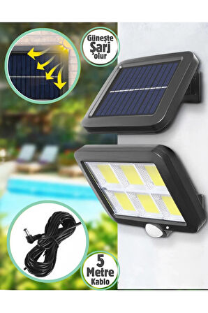120 Ledli Sensörlü Güneş Enerjili 3 Mod 4,5 Metre Kablolu Solar Sokak Lambası