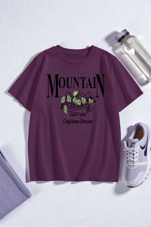 Unisex Montain Baskılı T-shirt