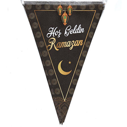 Hoşgeldin Ramazan Temalı Üçgen Bayrak Flama Süs