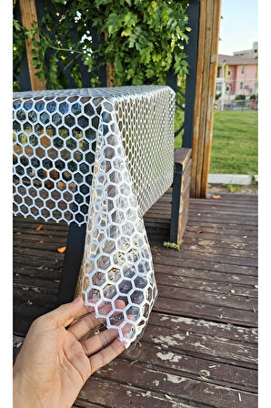 Beyaz Hasır Lüx Pvc Kaplamalı Silinebilir Petek Desen Masa Örtüsü Su Geçirmez Hediye çeyizlik sofra