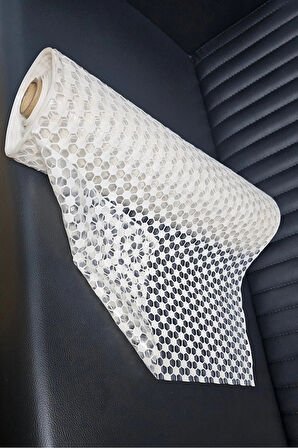 Şeffaf Kaymaz PVC Raf Örtüsü – Krem Dantel Desen, Buzdolabı & Dolap İçi