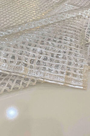 Hasır Desen Şeffaf PVC Kaplamalı Silinebilir Su Geçirmez Masa Örtüsü – Gümüş Gri