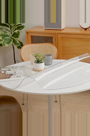 Yuvarlak Şeffaf Silinebilir Masa Örtüsü| 1,3 mm Kalın PVC Kaymaz Sofra Bezi